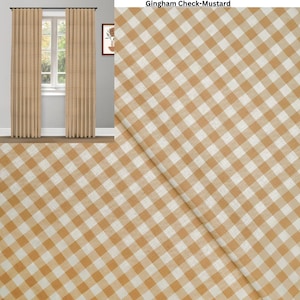 5 Colors, Gingham Check Pleated Curtains, Check Plaid Curtains, kids Curtains, Curtains for Dining room, Patio Door Curtains, FREE Blackout.