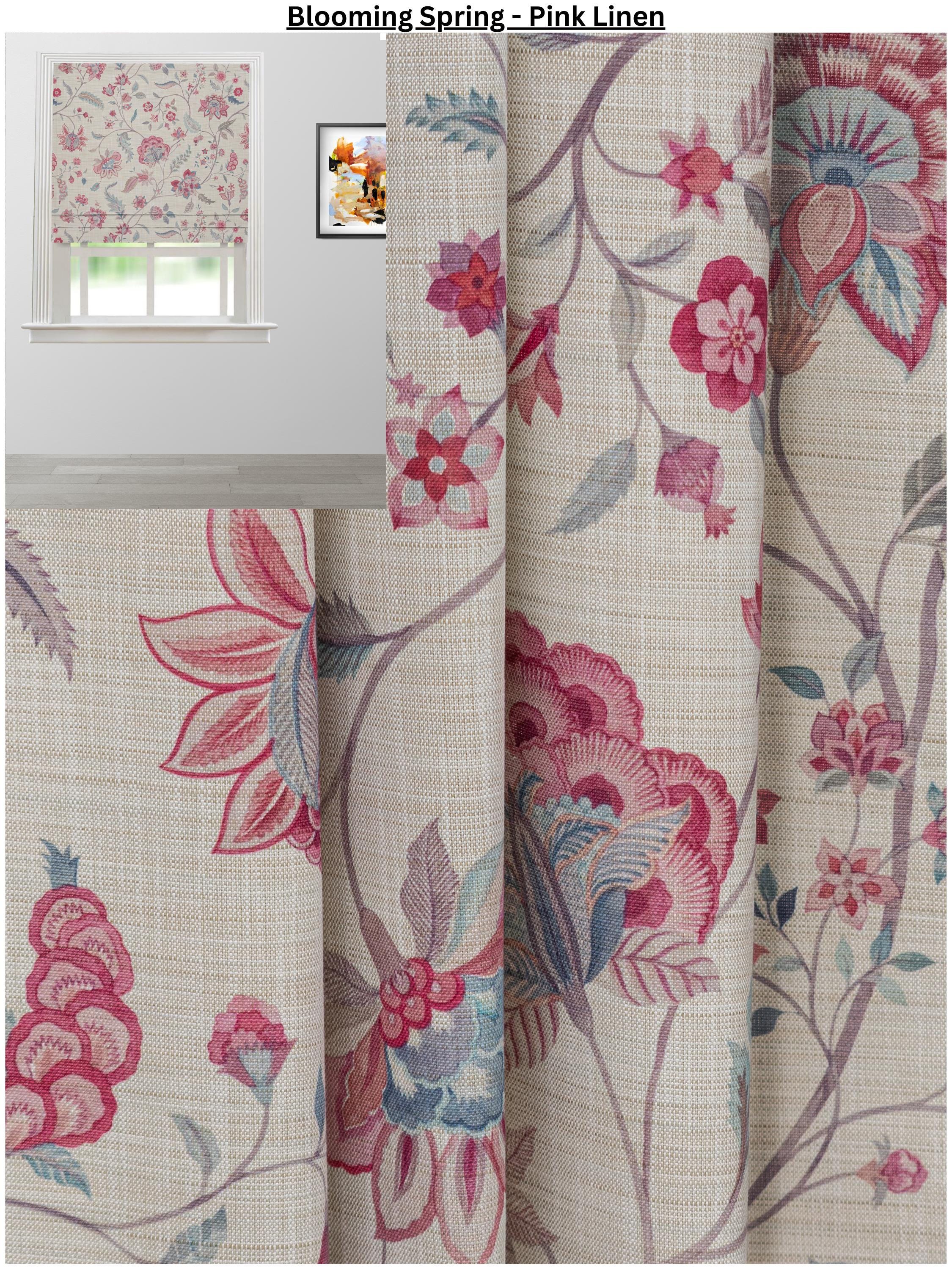 Linen Shades for Living or Dining Room, 9 Colors, Window Shades, Window Blinds for Kitchen, Blackout Shades For Bedroom, Pink Curtains