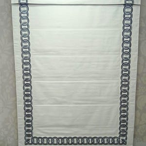 Embroidered Border Roman Shade, Privacy Lined, Hand Hemmed