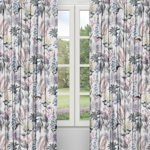 Floral Curtains, Curtains For Living or Dining Room, Custom Curtains For Tall Ceilings, Extra Wide Curtains, Coral Curtains, FREE Blackout.