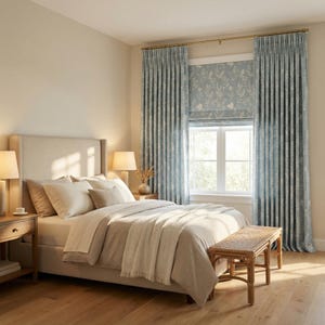 Plisserade blommiga gardiner med nypa | 7 färger | Foder som skyddar mot insyn