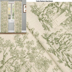 5 Colors | Toile Print Pinch Pleated Custom Curtains, French Country Toile Printed Drapes, FREE Blackout Upgrade | Vintage Print Curtains |