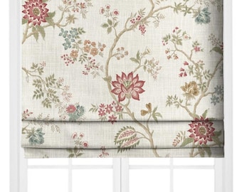 Country Floral Roman Shades, Country Print Shades  Custom Blinds, Windows Blinds, Kitchen Curtains, Custom, Kitchen shades, Linen Fabric