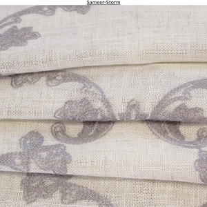 Cortina romana de linho bordada, persiana personalizada.