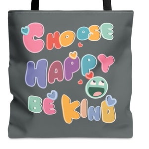 Inspirational & Reusable: 'Choose Happy' Tote Bag for Eco-Conscious and Positive Individuals, 3 sizes tote Bild 1