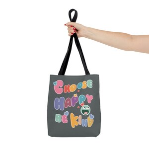 Inspirational & Reusable: 'Choose Happy' Tote Bag for Eco-Conscious and Positive Individuals, 3 sizes tote Bild 4