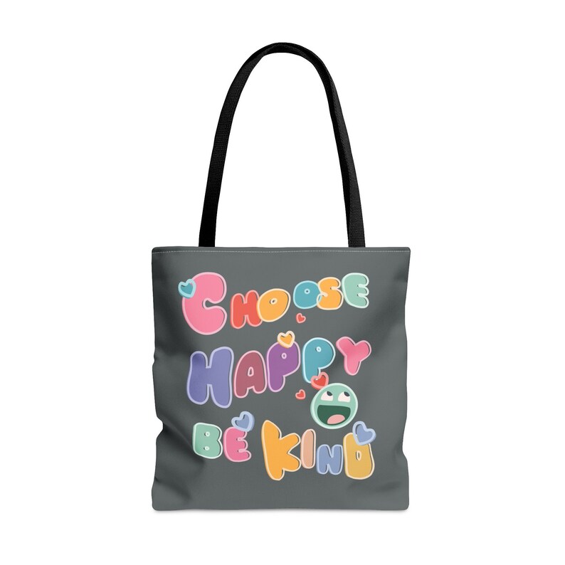 Inspirational & Reusable: 'Choose Happy' Tote Bag for Eco-Conscious and Positive Individuals, 3 sizes tote Bild 1