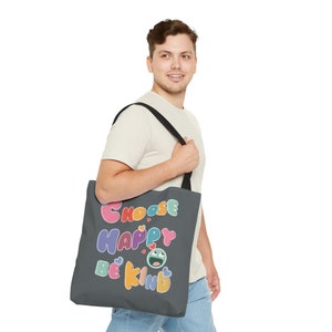 Inspirational & Reusable: 'Choose Happy' Tote Bag for Eco-Conscious and Positive Individuals, 3 sizes tote Bild 2
