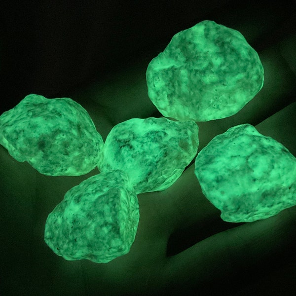 Magic Glowing stones  on sale glow in the dark rocks  Green granite  .rare Magic elements free shipping made in USA wedding reception gift