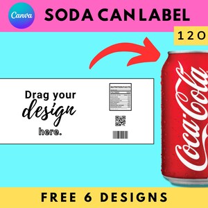12oz Soda Can Label Template SVG PNG PSD and Docx 8.5x11 - Etsy New Zealand