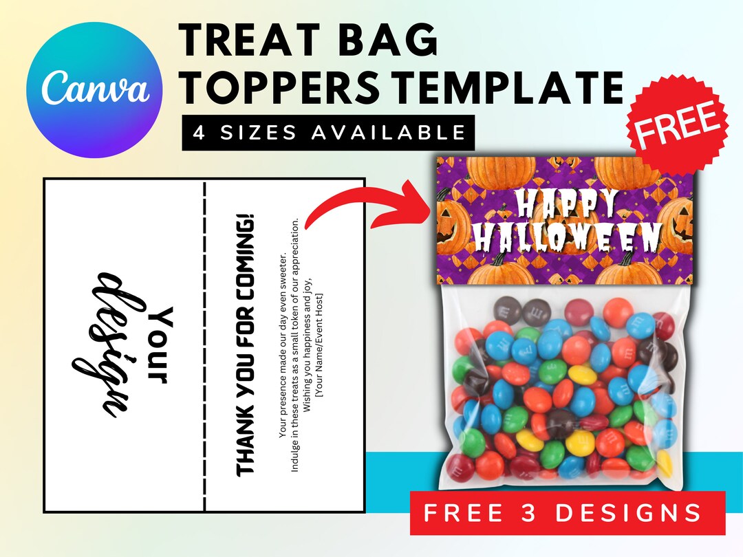 Editable Treat Bag Toppers Template Canva Editable Template - Etsy