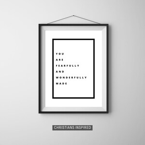 Printable You Are Fearfully and Wonderfully Made Christian Inspirational Poster Minimalist Wall Art Faith-Based Biblical Decor