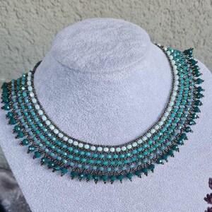 Collar llamativo con cuentas turquesas, collar de cuentas de colores, cuentas de semillas, collar hecho a mano, regalo de joyería, regalo para novia, día de San Valentín