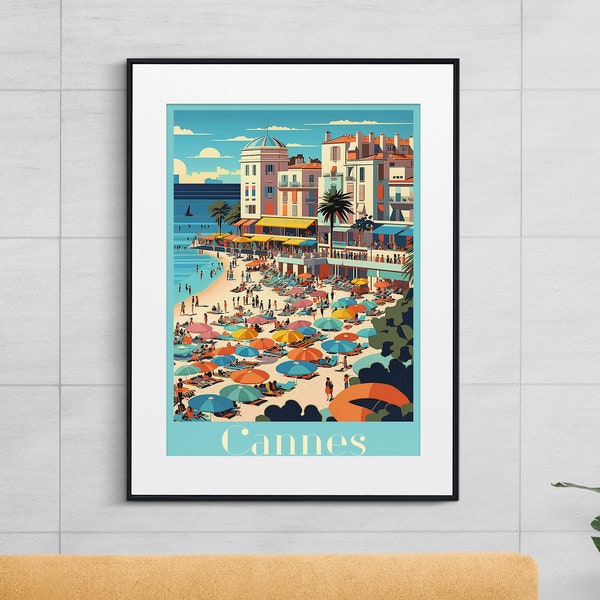 Vintage Cannes Travel Poster: Glamorous French Riviera Vibes - Retro Wall Art for Film Lovers & Coastal Dreamers