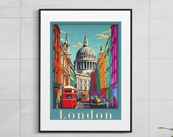 St. Paul's Cathedral Travel Poster - Classic London Skyline - British Architecture Wall Art - Timeless United Kingdom Souvenir