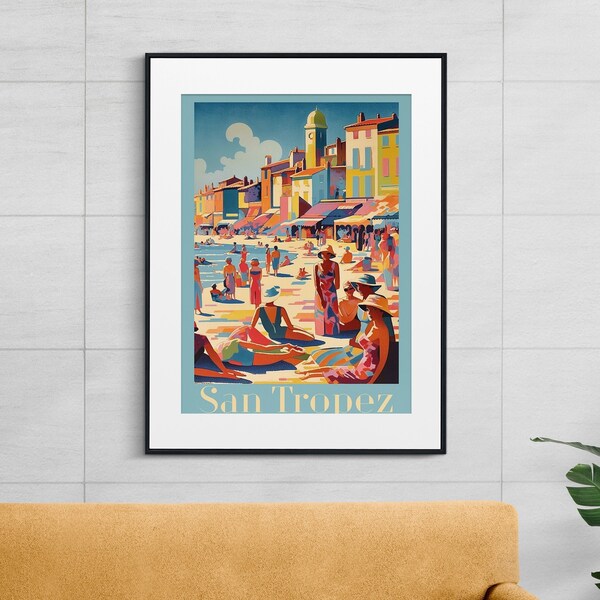 Saint-Tropez Sunshine: Vintage-Style Travel Poster - Captivating Coastal Charm & French Riviera Bliss for Beach Lovers