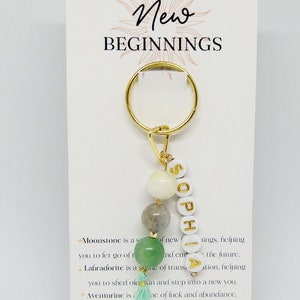 Brelok do kluczy New Beginnings Healing Gemstone, kryształowy brelok, magiczny brelok Prosperity, nowa szkoła, kariera, ukończenie szkoły, prezent na nowy dom