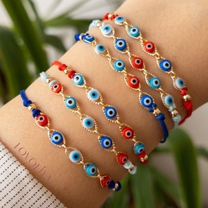 Bransoletka z koralikami Evil Eye, Bransoletka ochrony duchowej, Prezent dla ukochanej osoby, Prezent dla mamy, Bransoletka szczęścia, Symbol antynegatywności