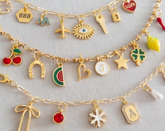 Build Your Own Charm Bracelet, Manifest Bracelet, Birthday Gift, Bridesmaid Bracelet, Custom Gold Charm, Gifts For Sister