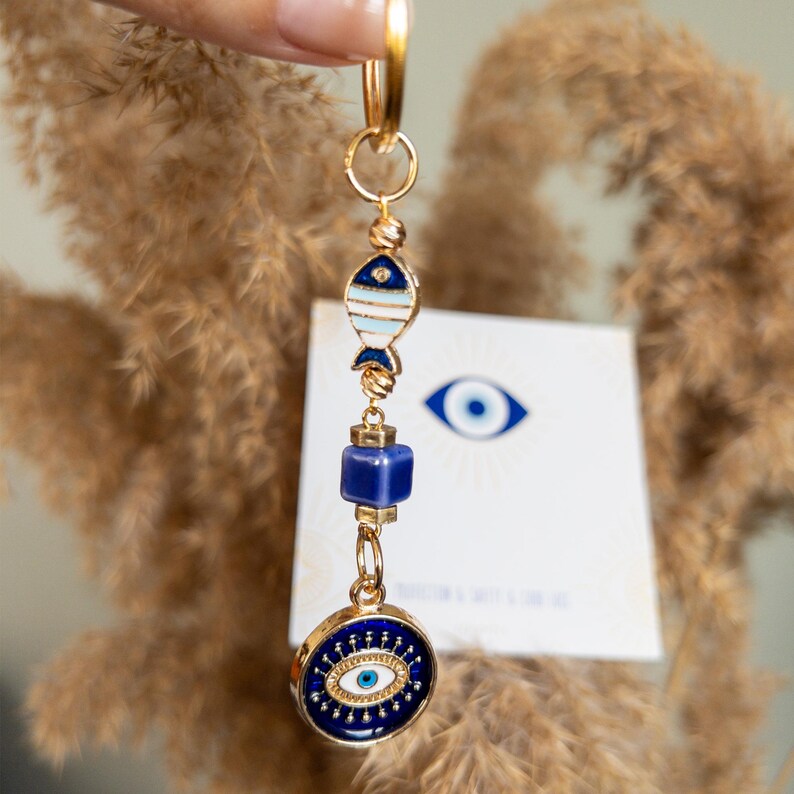 Evil Eye Keychain, New Home Gift, Christmas Gift, Protection Amulet, Keychain Favors, Bag Charm
