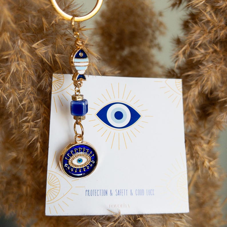 Evil Eye Keychain, New Home Gift, Christmas Gift, Protection Amulet, Keychain Favors, Bag Charm