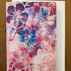 Carte de vœux Hibiscus Hues Pink and Blue gelliprint