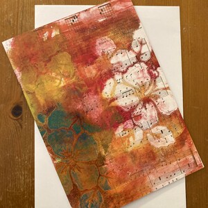 Floral gelliprint wenskaart ‘Hibiscus Hues 7’