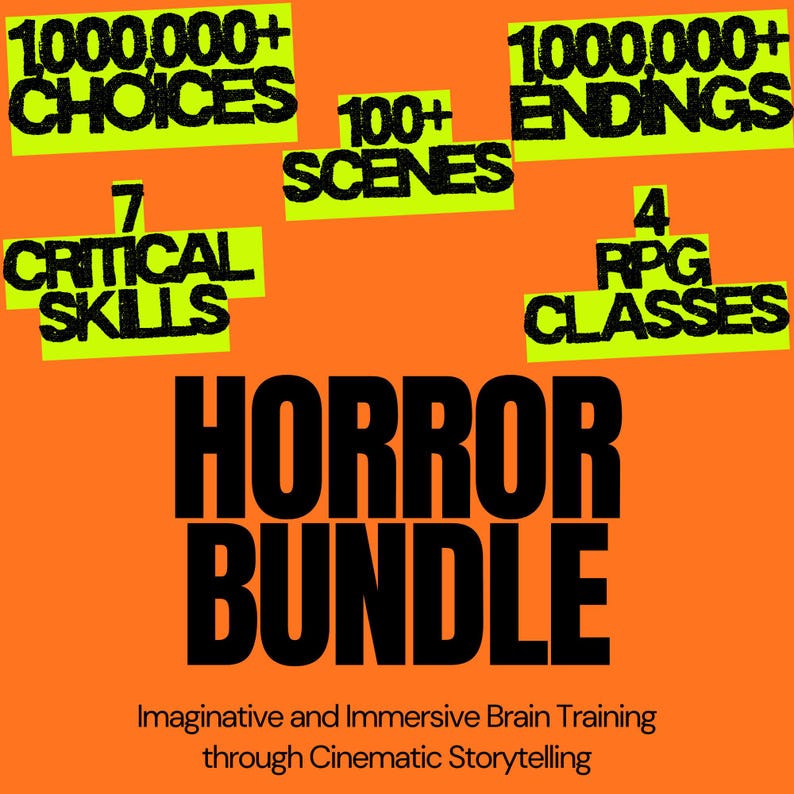 Horror Writing Game Bundle | Brain Training Retro Journal | Role Playing Game image 2