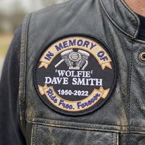 Biker Memorial Patch embroidered in memory of your loved one, Ride Free Forever