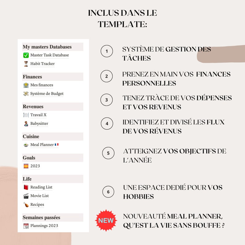 Notion Template Français Toutenun Planificateur Personnel Etsy