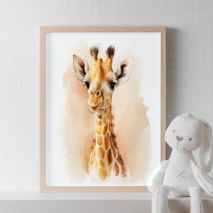 Cute Baby Giraffe Animal Photo Print, SHIPPED Ready-to-frame Nursery Art Jungle Animal, Nursery Decor Wall Art