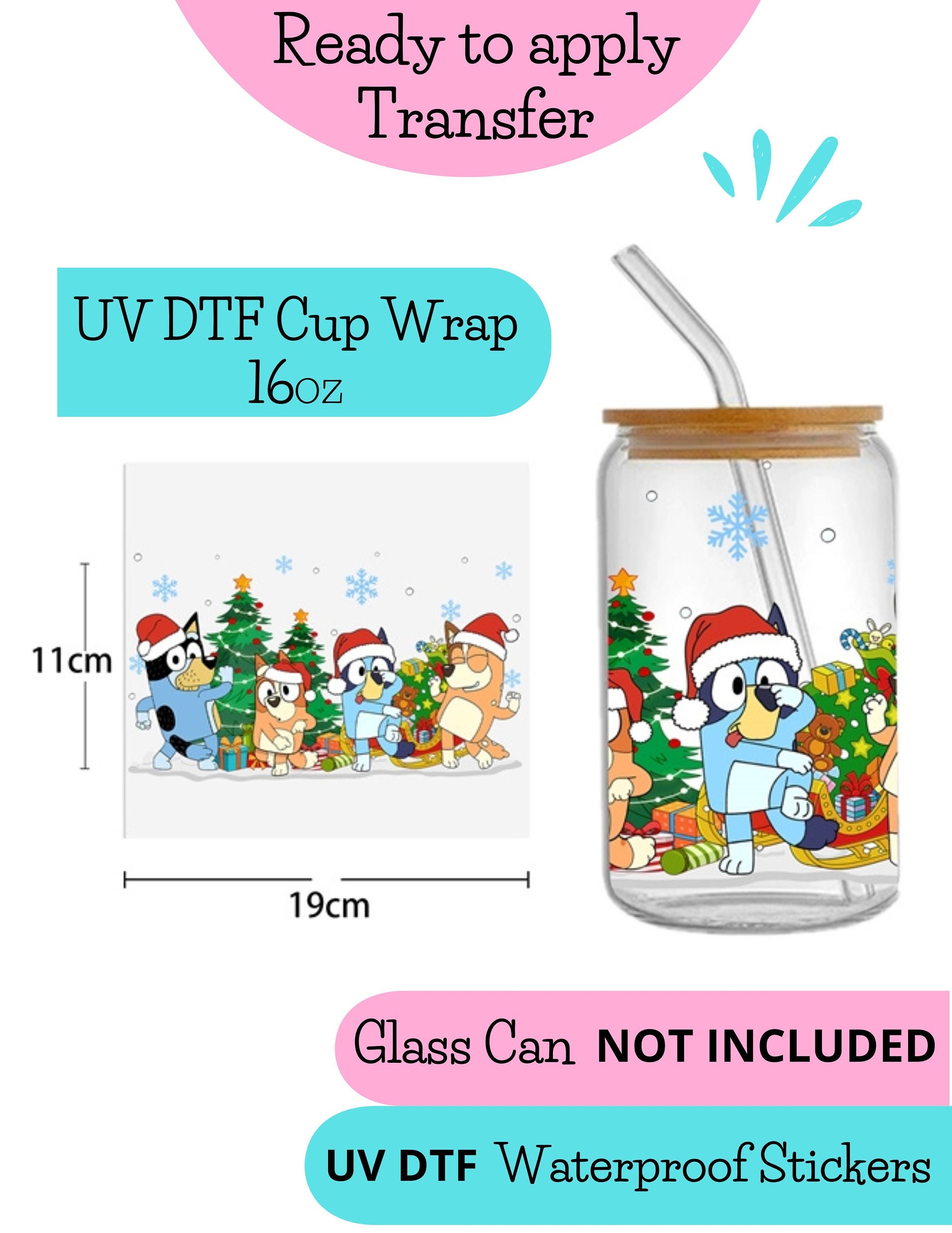 Spring Bluey UV DTF Cup Wrap – Blue Drop Transfers