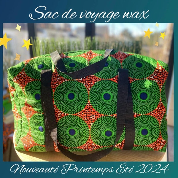 Sac de voyage tissu Wax matelassé - fait main au Sénégal