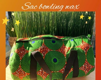 Sac bowling tissu Wax matelassé - fait main au Sénégal