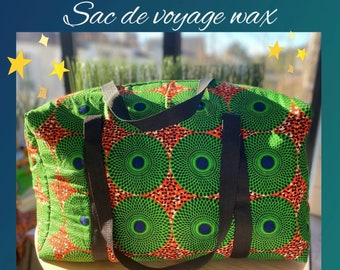 Quilted Wax fabric travel bag - handmade in Senegal
