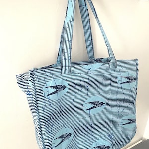 Large beach bag / tote bag - quilted - wax - handmade in Senegal