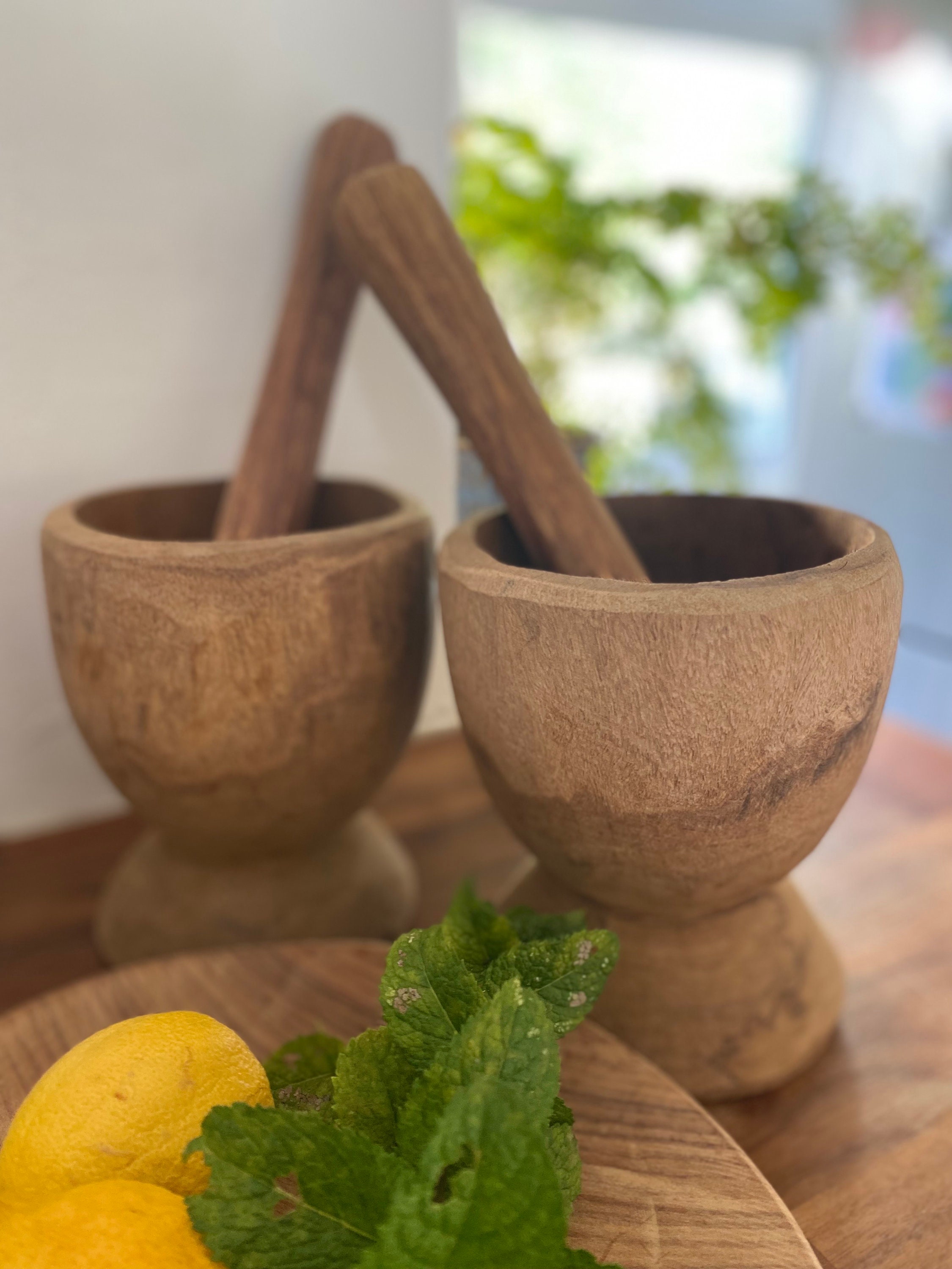 Mortier / Bol Ancien En Bois De Teck - Artisanal - Marron - Occasion