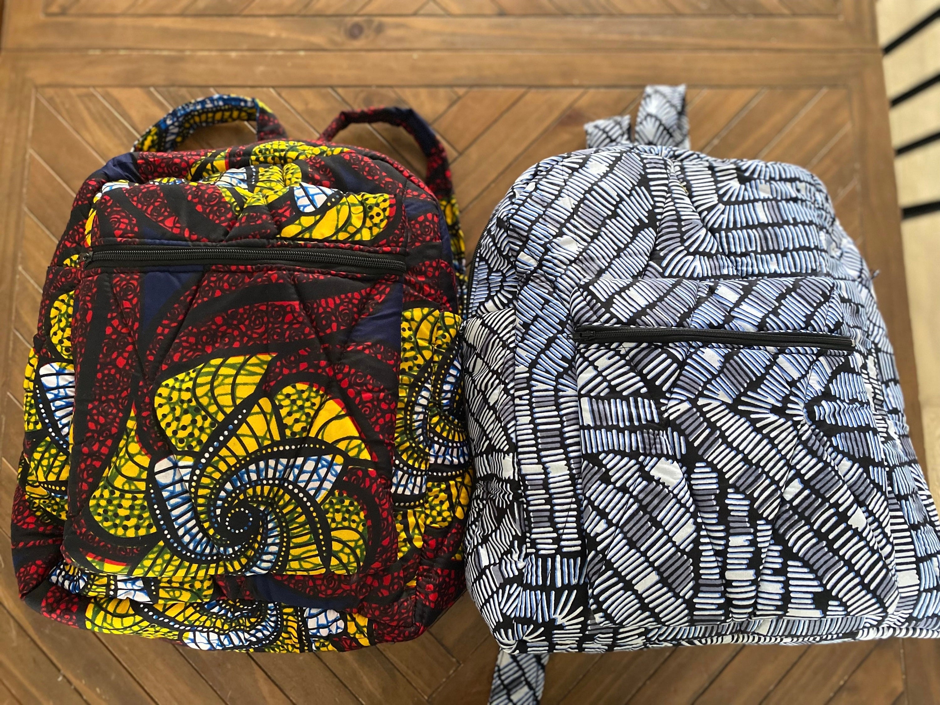 Senegalese Hand-Woven Canvas+Leather Backpack Adult Wax Backpack - Handmade in Senegal - Etsy main image 4