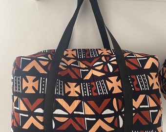 Quilted bogolan fabric travel bag - handmade in Senegal