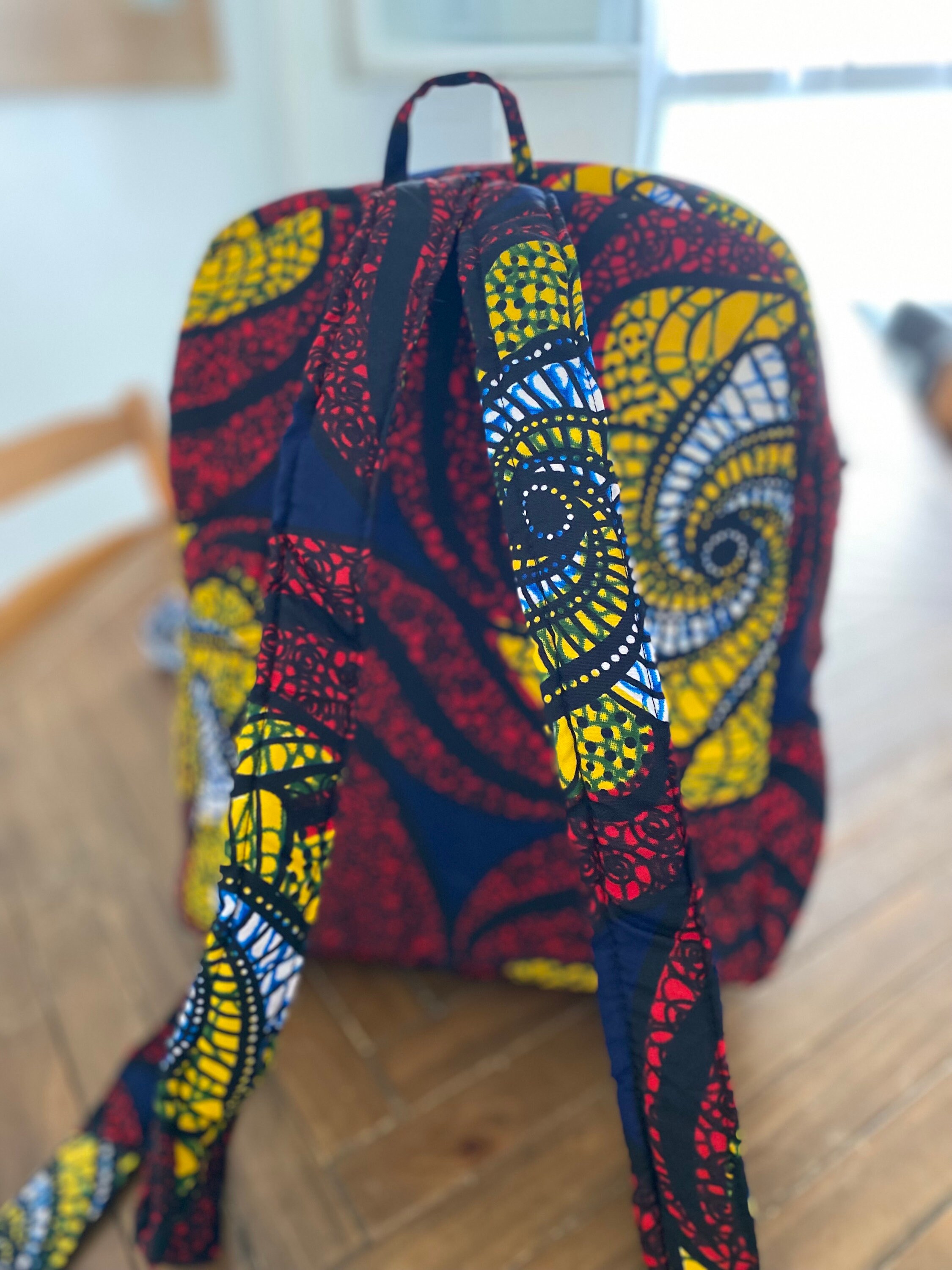 Senegalese Hand-Woven Canvas+Leather Backpack Adult Wax Backpack - Handmade in Senegal - Etsy main image 2