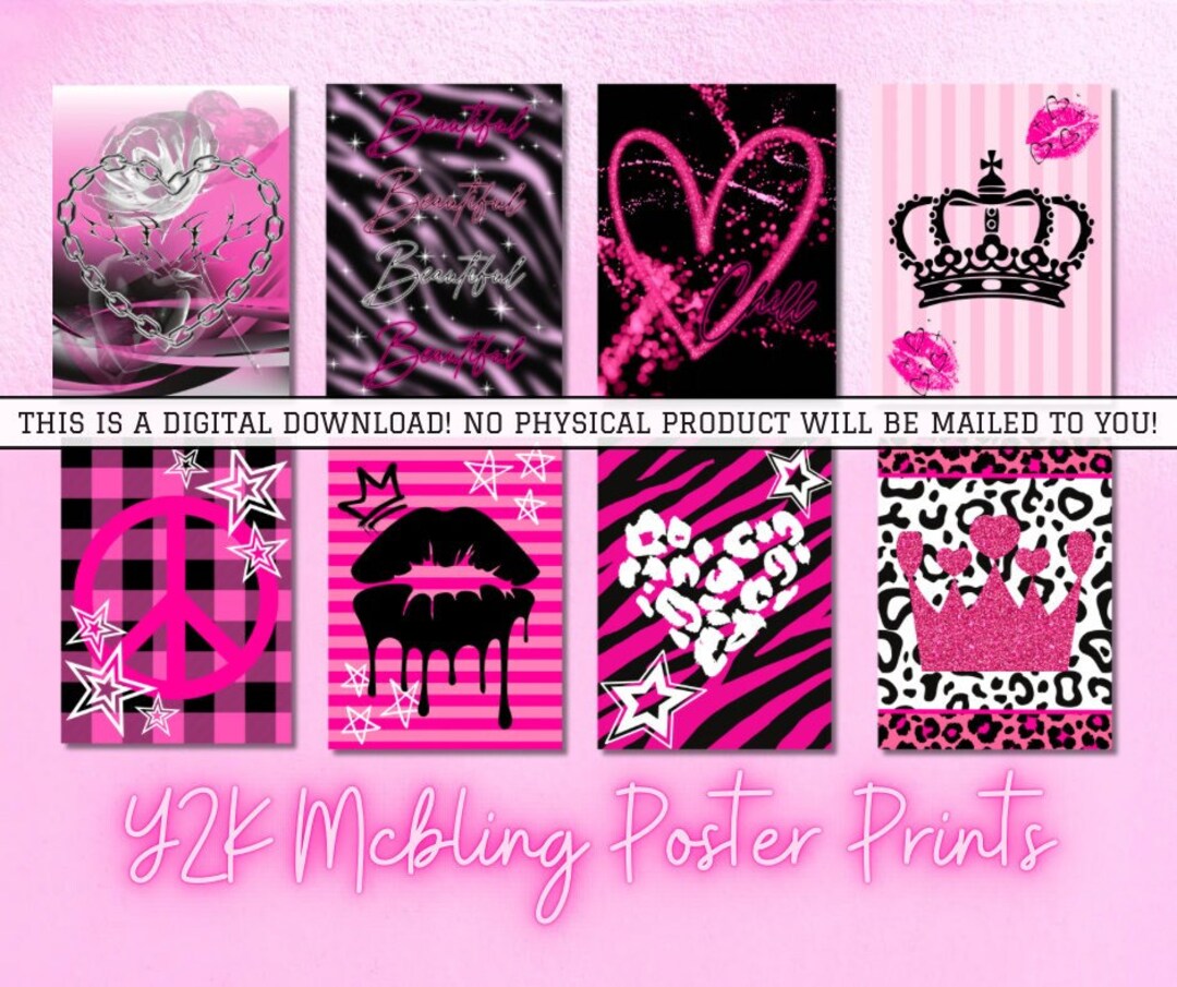 Y2K MCBLING Poster Prints Instant DIGITAL DOWNLOAD no Mailing Pink ...