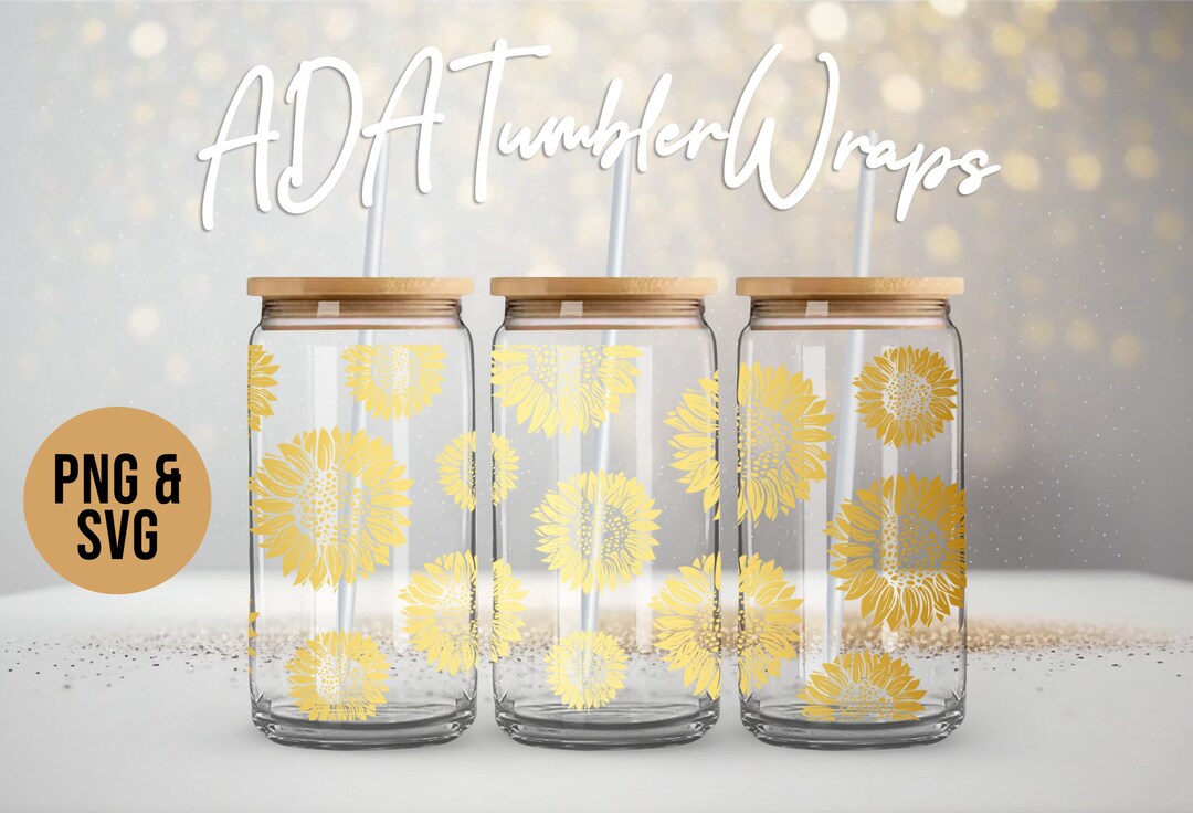 Sunflower Libbey Glass Can Tumbler Sublimation Design, 16oz Sunflower ...
