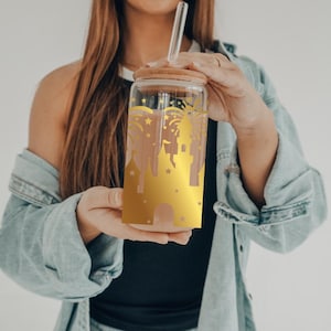 Magical Castle | UVDTF | 20 oz Libbey Can Glass with Bamboo Lid & Straw | Optional Laser Engraved Lid to Match Design