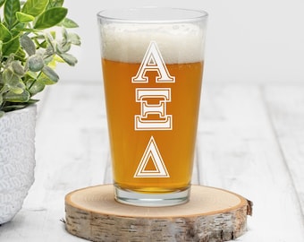 Greek Letters, Sorority, Fraternity | ENGRAVED | 16 oz Pint Glass