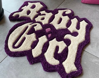 Alfombra con mechones para niñas / %100 hecha a mano / Decoración del hogar hecha a mano personalizada