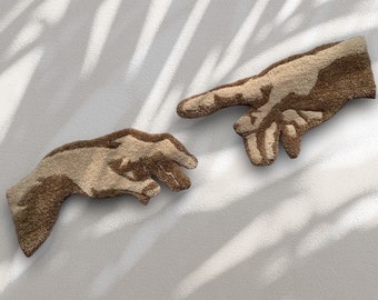 Renaissance Art at Home: Michelangelo Creation Fresco Hand Touch Tufted Rug / %100 Handmade