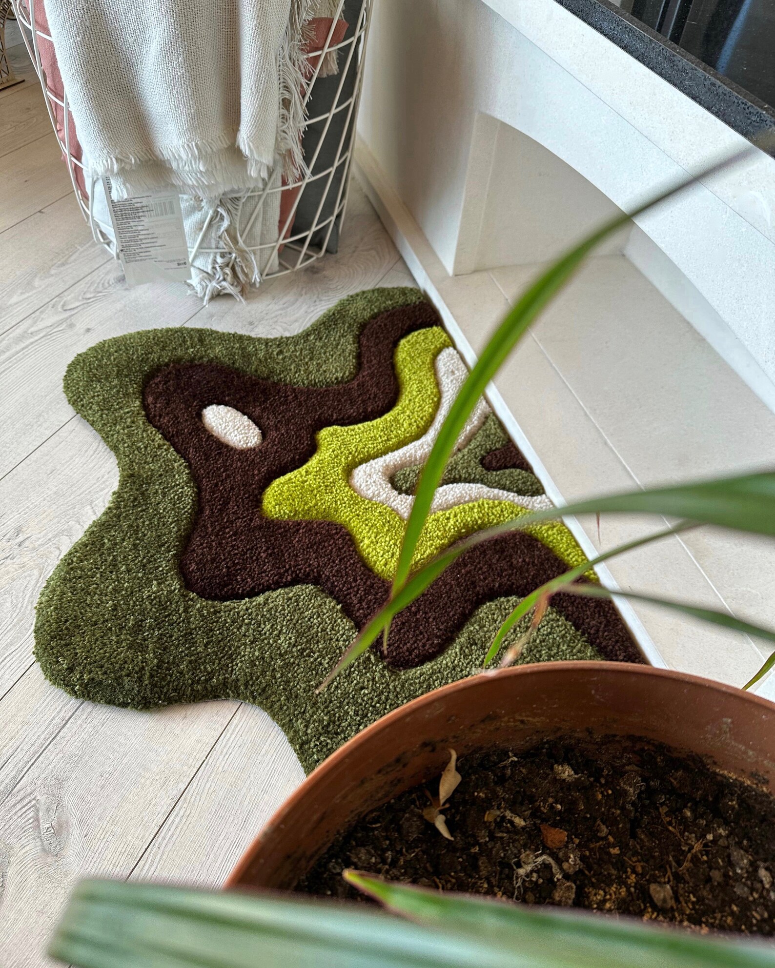 Green Moss Tufted Rug, Handmade Acrylic Fluffy Rug - Etsy