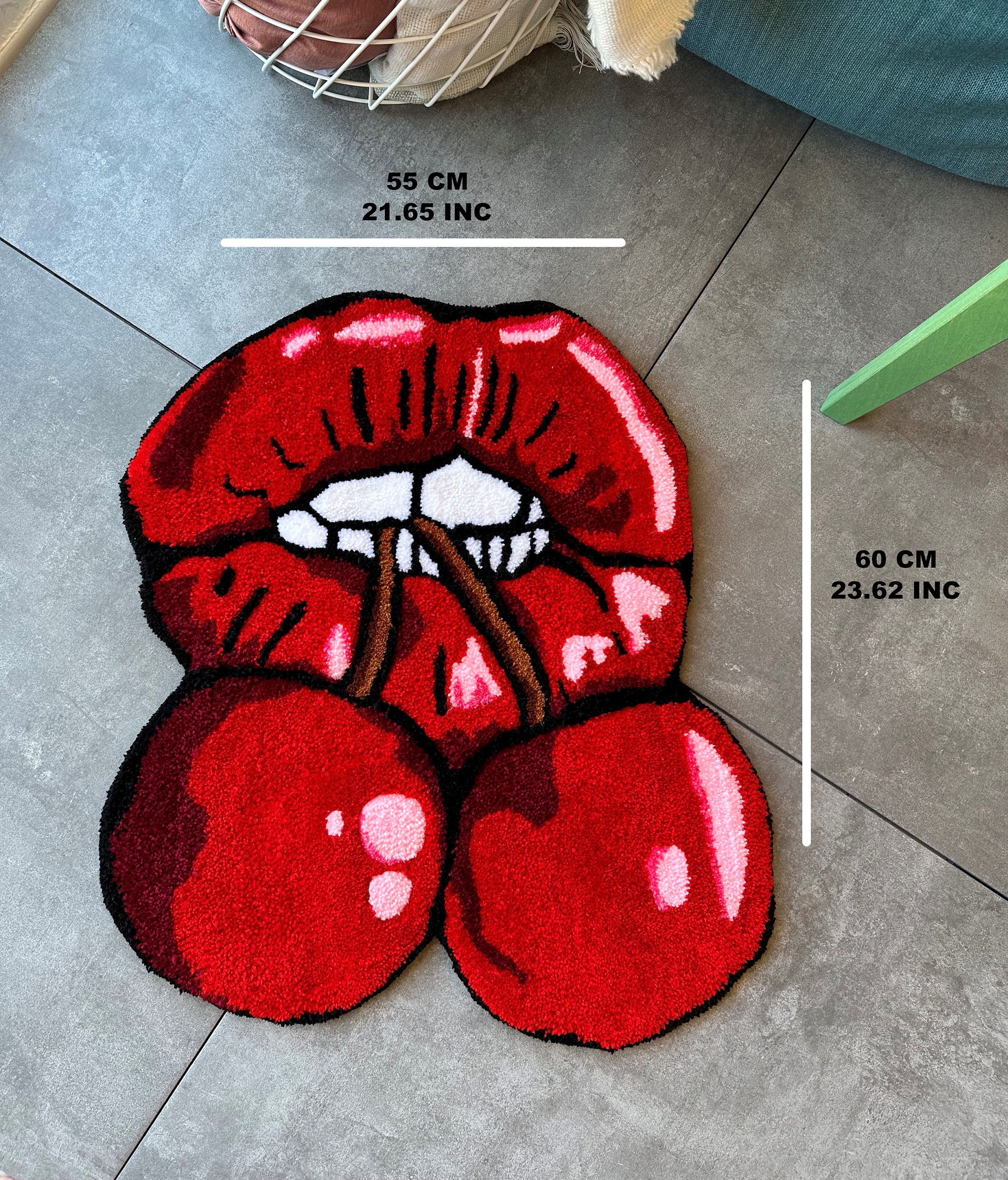 Cherry Lips Tufted Rug / %100 Handmade / Custom Handmade Home Decor - Etsy