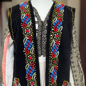 Vintage Traditional Romanian Folk Peasant&#39;s Vest from Romania