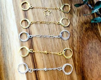 Schleifen-Stil Ohrstecker Ohrringe, Kettenohrringe, Doppel-piercing Schmuck, ADHS Schmuck, hypoallergene Ohrringe, Autismus Schmuck
